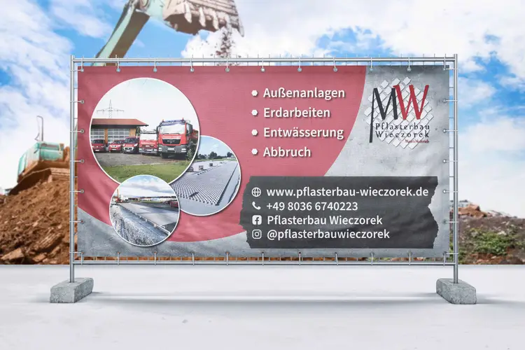 Pflasterbau Wieczorek Bauzaunbanner
